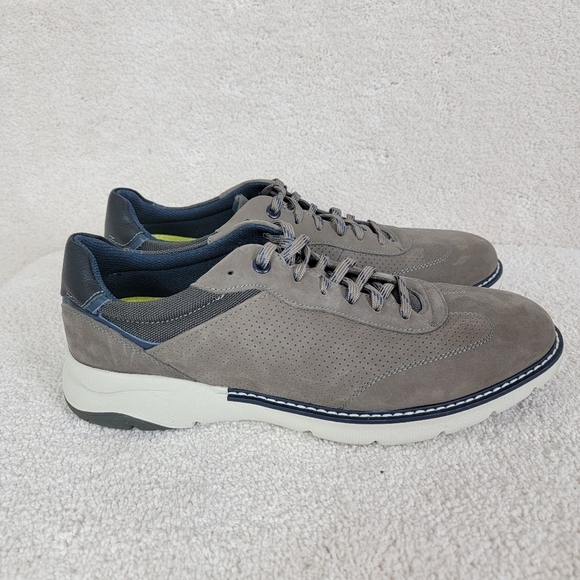 Florsheim Men's Gray Nubuck Frenzi T-Toe Preppy Modern Casual Oxford Sneaker 8M - Picture 1 of 14